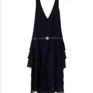 Patra Womans Black Layered Halter Dress